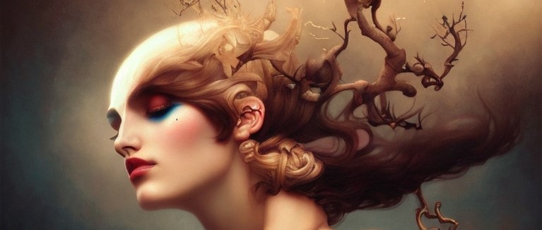 Mujer con rostro tranquilo