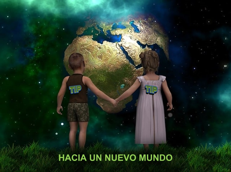 Niños caminando a un nuevo mundo con TIP